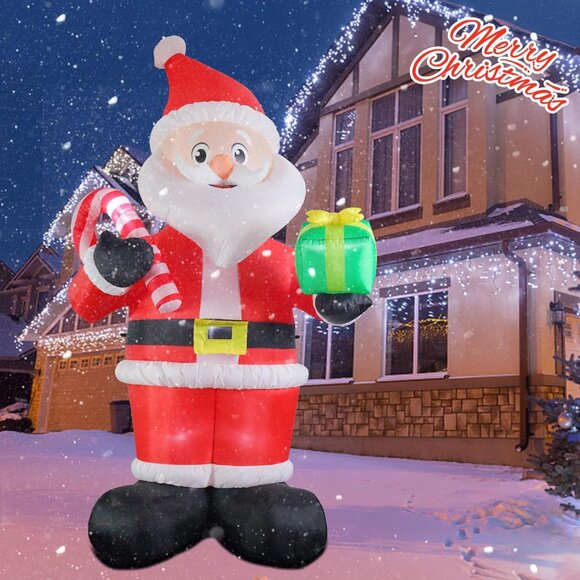 ⚡10FT Christmas Inflatables Giant Santa Claus with Candy Cane Outdoor Decoration - Picture 3 of 7